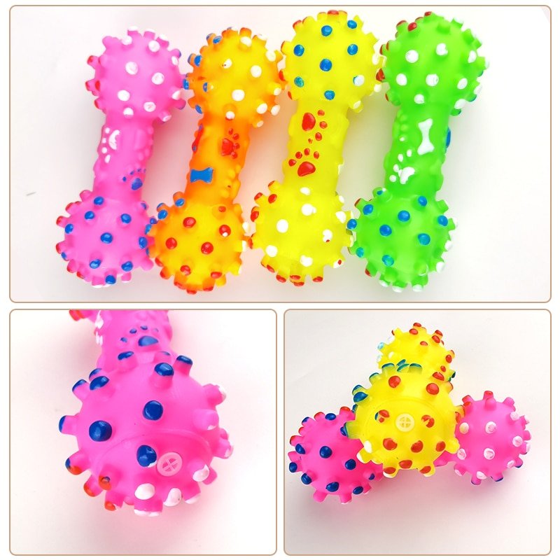 1pcs-Pet-Dog-Cat-Puppy-Sound-Polka-Dot-Squeaky-Toy-Resistant-To-Bite-Rubber-Dumbbell-Chewing-4