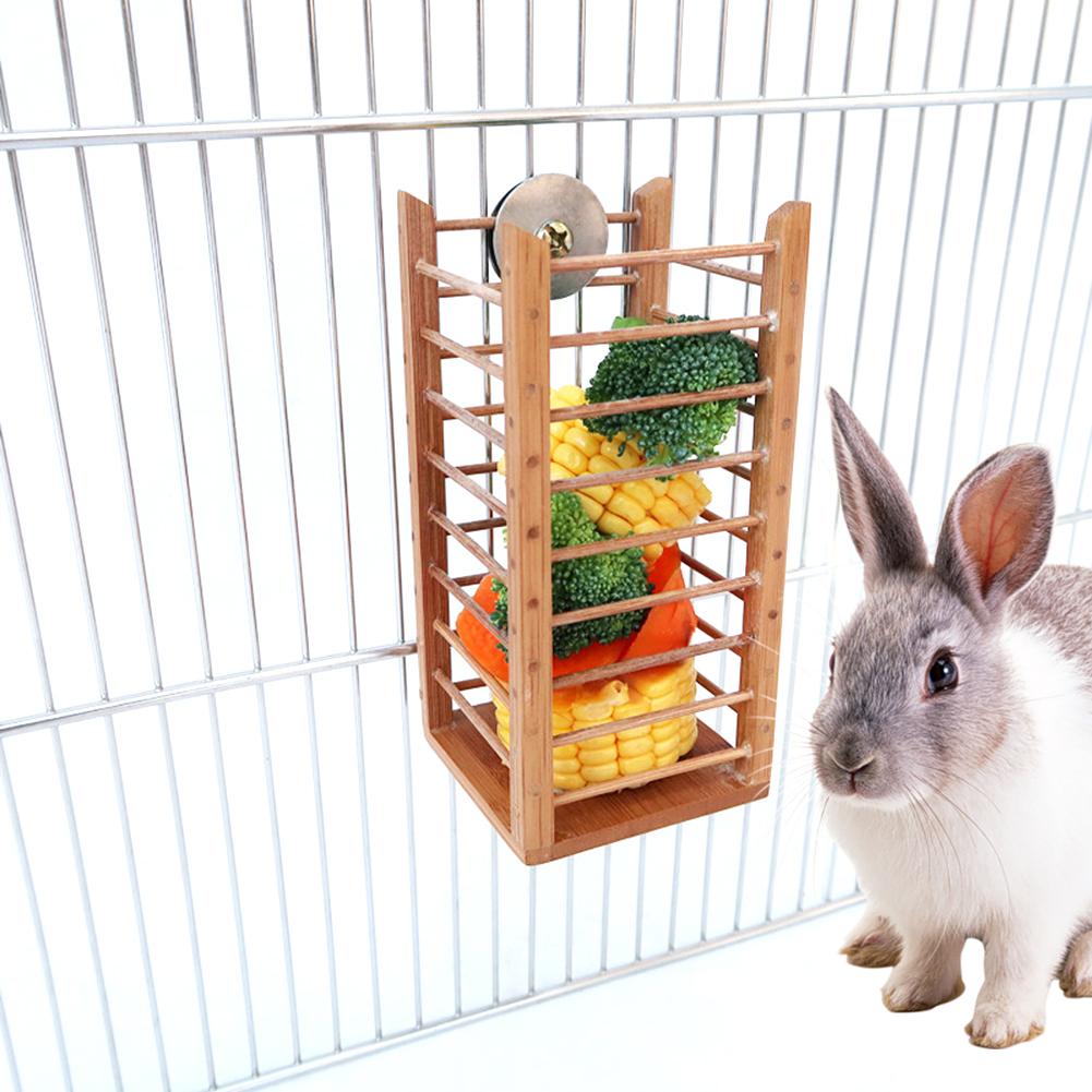 Bird Feeder Natural Carbonized Bamboo Bite Resist Hay Feeder Fruit Bowl Parrot Chinchilla Grass Shelf For Birds Hamsters Rabbits