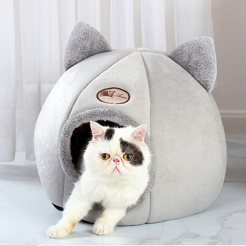 Deep Sleep Comfort In Winter Cat Bed little Dogs Basket Foldable Cats House for Pets Puppy Tent Cozy Cave Beds Indoor Keep Warm