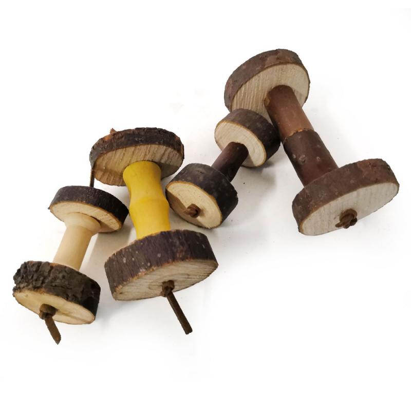 Hamster Toy Natural Wooden Rabbits Toys Dumbells Unicycle...
